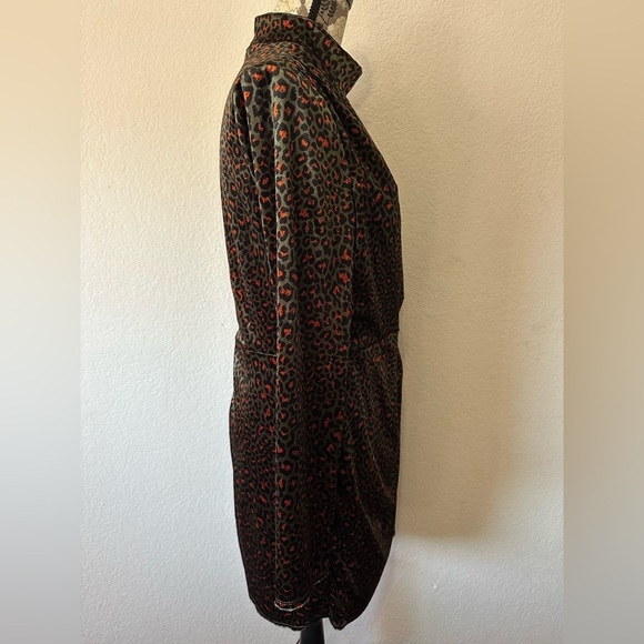 Black Halo Briar Leopard Velvet Mini Dress in Green Leopard- Size 12 - Picture 3 of 9